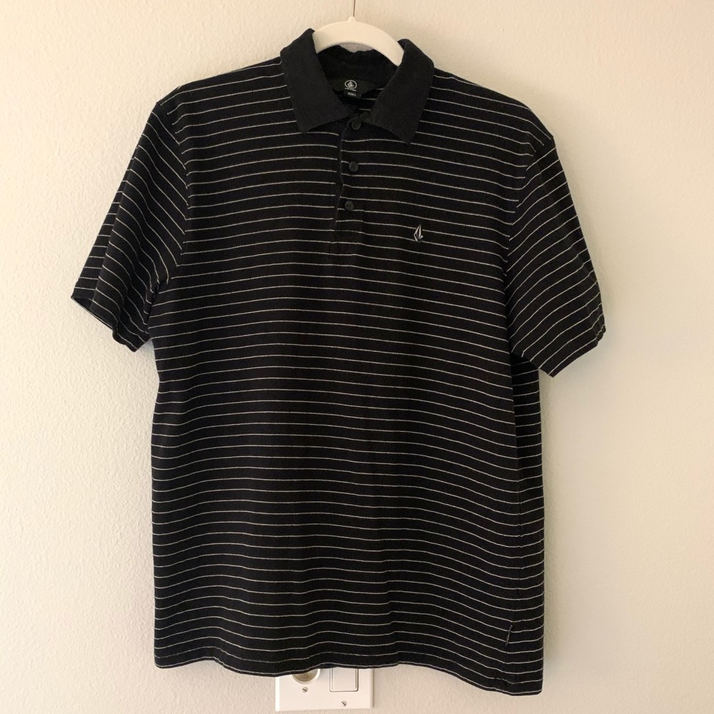Volcom Men’s Black w/White Polo Sz L